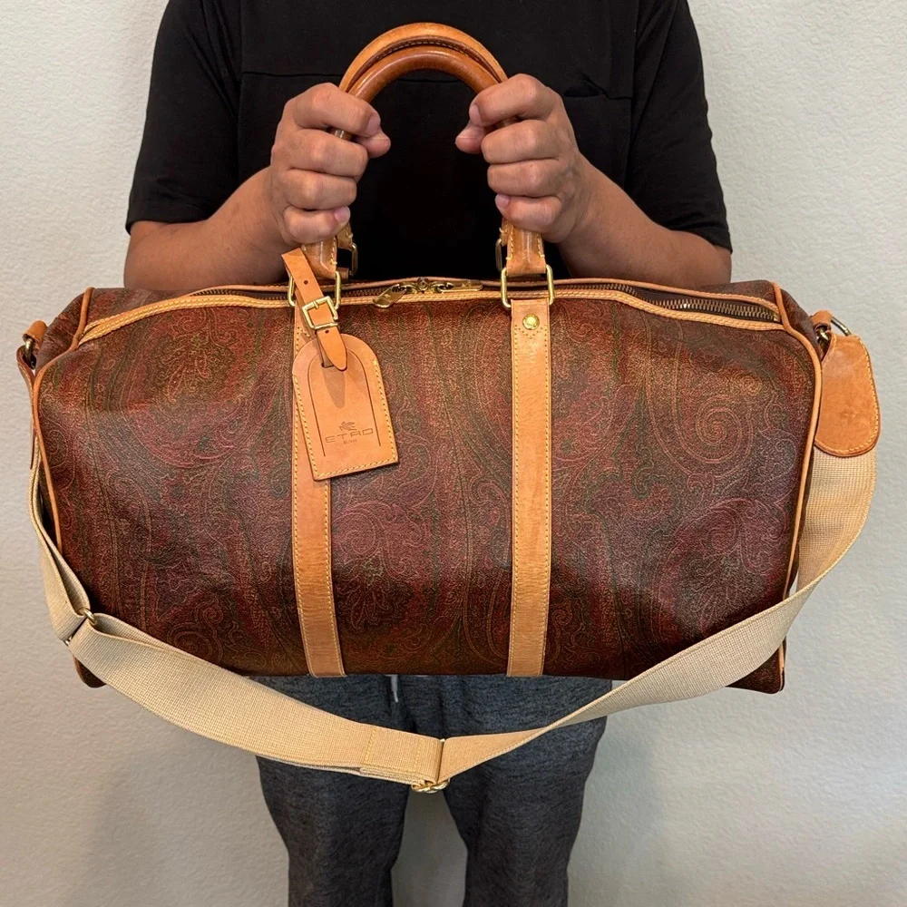 Authentic Etro Brown Paisley Travel Bag